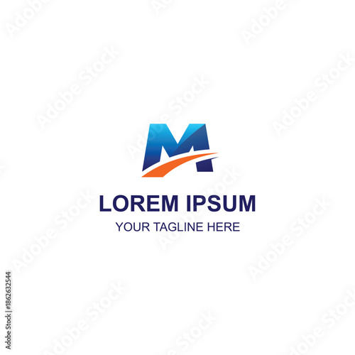 Modern blue letter M logo design with Creative Illustration