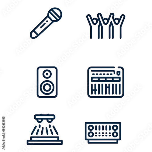 Music event icons representing sound and entertainment Vector