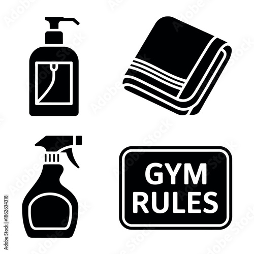 Gym hygiene essentials and rules sign Vector