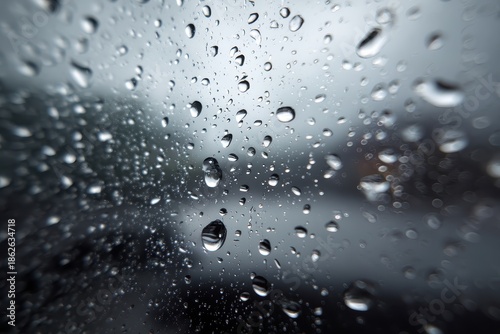 Wallpaper Mural Realistic depiction of rain drops on a window during a stormy day, showcasing nature's beauty and tranquility while experiencing the soothing sound of rain Torontodigital.ca