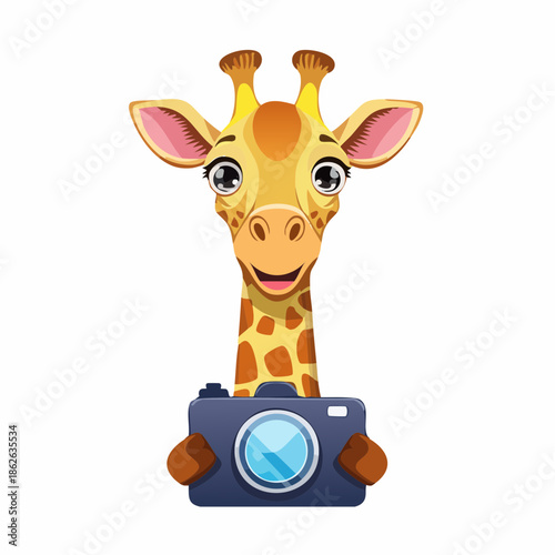 giraffe holding a camera
