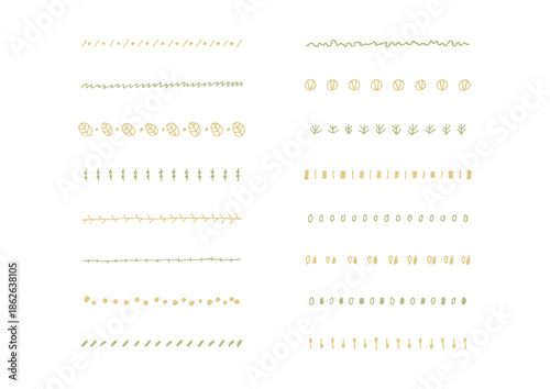 ナチュラルでシンプルな手描きのラインセット1（カラー）