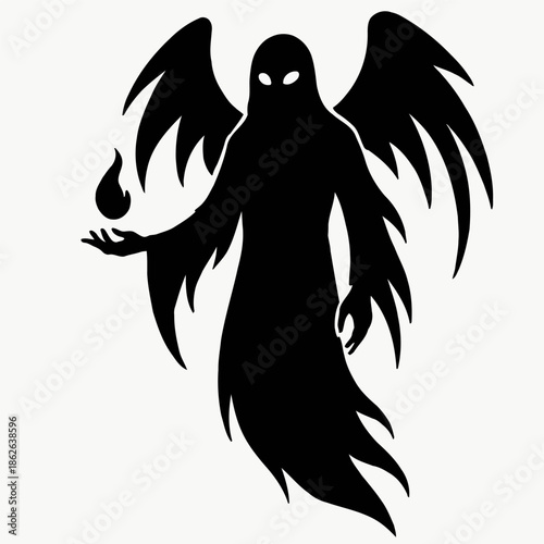 Simple silhouette vector illustration of a spirit guardian in clean style