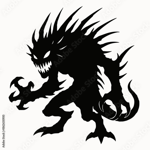 Simple silhouette vector illustration of a chaos beast in fierce style