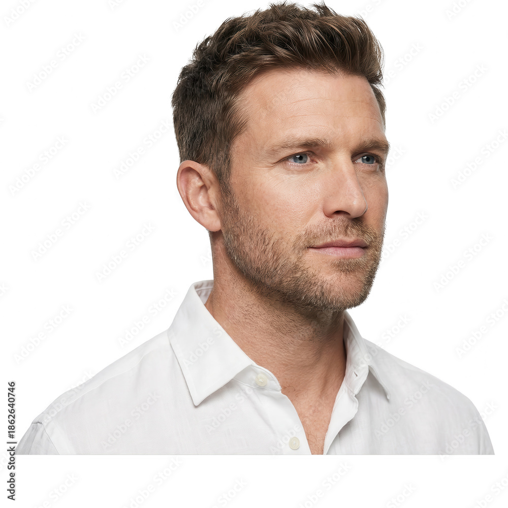 Obraz premium Handsome Man in White Shirt - Studio Portrait