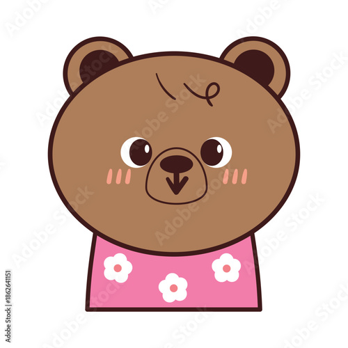 cute drawing cartoon bear with cute shirt. animal drawing for sticker and icon