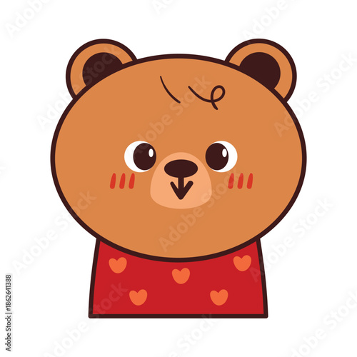cute drawing cartoon bear with cute shirt. animal drawing for sticker and icon