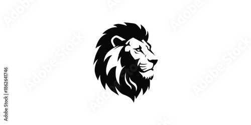 Lion Head Sideview Logo Fierce Vector Emblem Design
