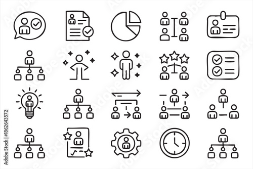 Employee Management Icons for UI Apps, Corporate Platforms, Dashboards