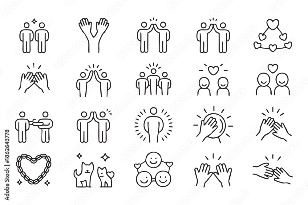 Fototapeta premium Human Connection Icons for Wellness Apps, Community UI, Social Interfaces