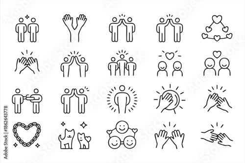 Human Connection Icons for Wellness Apps, Community UI, Social Interfaces
