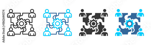 teamwork icon set multiple style collection	