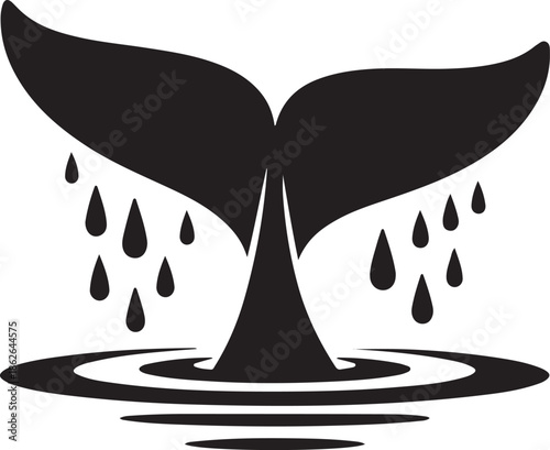 “Whale Tail Silhouette – Whale Fluke Vector Black on White”