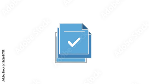 Blue Document Icon with Check Mark Symbol.