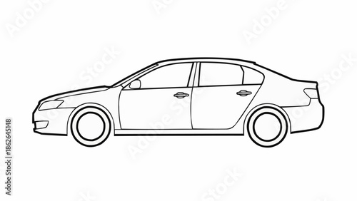 Side view of a sedan car outline on white background.