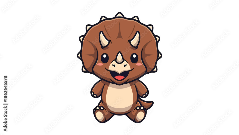 Obraz premium Adorable Cartoon Triceratops - A Delightful Dinosaur Illustration.