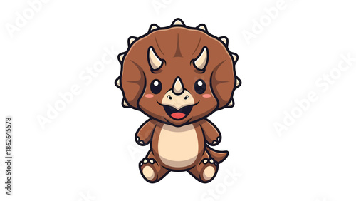Adorable Cartoon Triceratops - A Delightful Dinosaur Illustration.