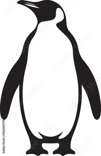 Penguin Silhouette – Standing Penguin Vector Black on White