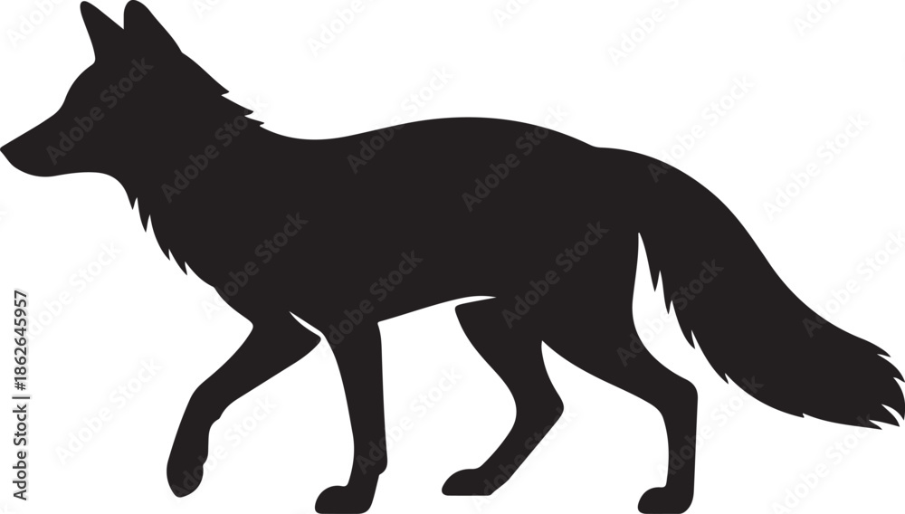 Naklejka premium Fox Silhouette – Fox Vector Silhouette Black on White”