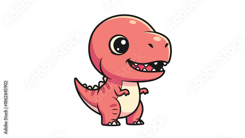 Adorable Cartoon Tyrannosaurus Rex with a Playful Expression.