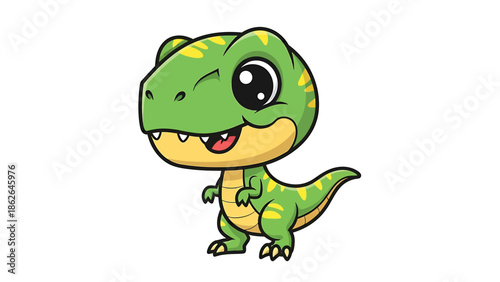 Adorable Cartoon Tyrannosaurus Rex Character Illustration.