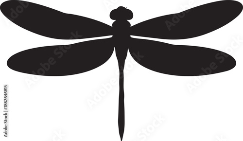 Dragonfly Silhouette – Insect Vector Black on White”