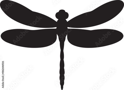 Dragonfly Silhouette – Insect Vector Black on White”