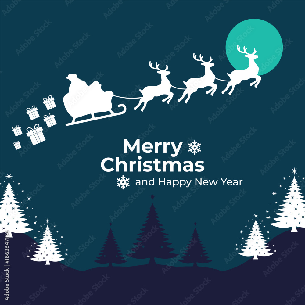 Naklejka premium Colorful Christmas paper cutouts featuring Santa Claus