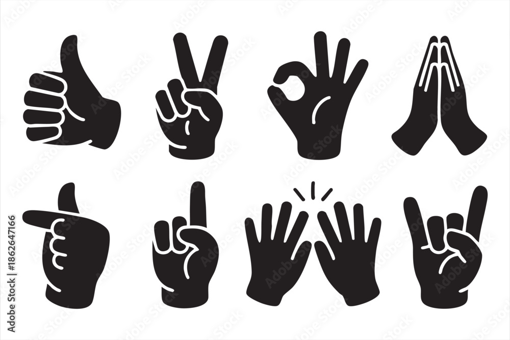 Obraz premium Hand Control Icons for UI Kits and Interface Design