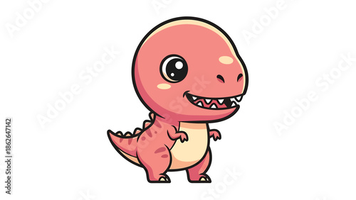 Adorable Cartoon Tyrannosaurus Rex with Big Eyes and a Smile.