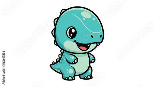 Adorable Cartoon Tyrannosaurus Rex Character Illustration.