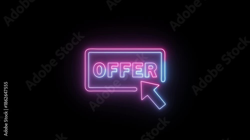 Neon glowing offer text effect