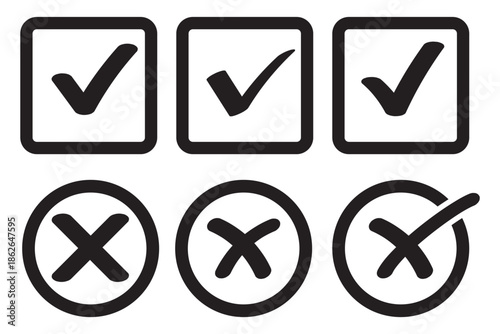 check mark icon set. check box icon with correct, accept checkmark icons green tick box, check list circle frame - checkbox symbol sign. checkbox square frame