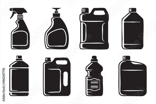 Cleaning Product Bottle Icons for UI Design and Web Apps