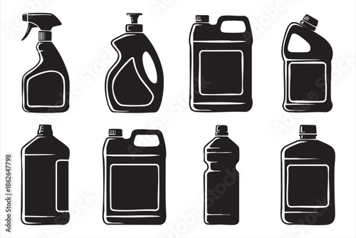 Detergent Bottle Icons for Hygiene and Supply Platforms