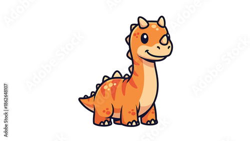 Adorable Cartoon Ankylosaurus Illustration with Spikes and Horns.