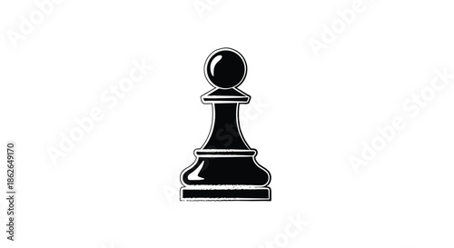 High-contrast black silhouette of a chess pawn piece isolated on a white background for strategy and competition concepts.