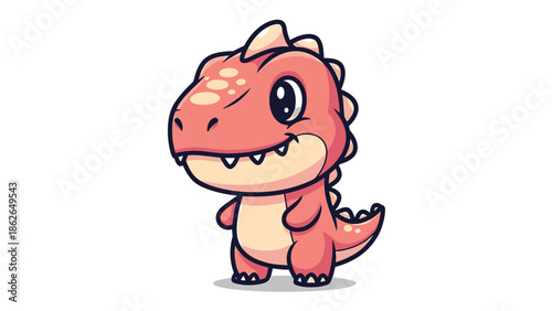 Adorable Cartoon Dinosaur Character with Playful Expression and Spiked Back.