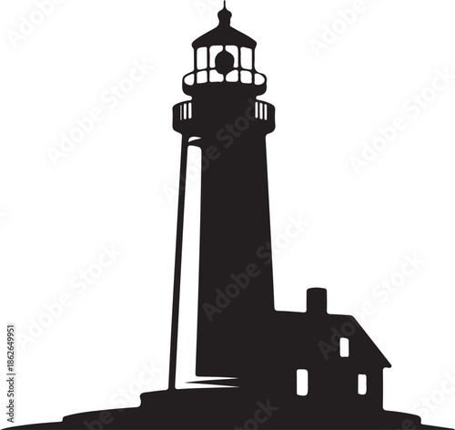 Lighthouse Silhouette – Lighthouse Vector Black on White”