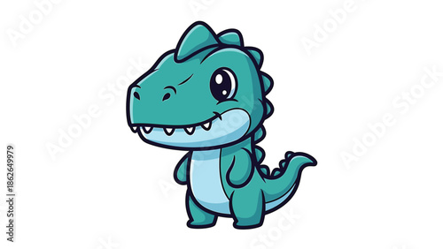 Adorable Cartoon Dinosaur Character with Playful Wink and Cute Design.