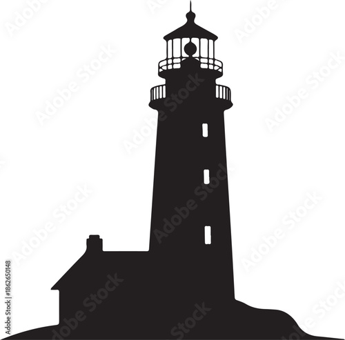 Lighthouse Silhouette – Lighthouse Vector Black on White”