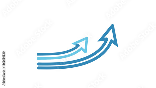 Photos Three Blue Arrows Pointing Upwards Showing Growth and Progress.
