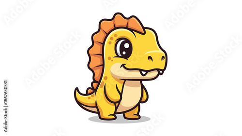 Adorable Cartoon Dinosaur Character with Spikes and Big Eyes.