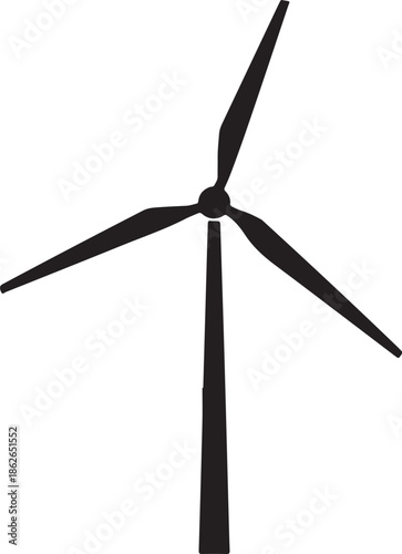“Windmill Silhouette – Wind Turbine Vector Black on White