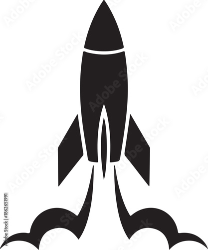 Rocket Silhouette – Space Rocket Vector Black on White”