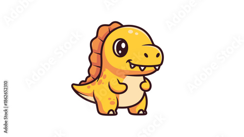 Adorable Cartoon Dinosaur Character with Spikes and Friendly Smile.