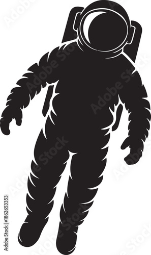 Astronaut Silhouette – Space Explorer Vector Black on White”