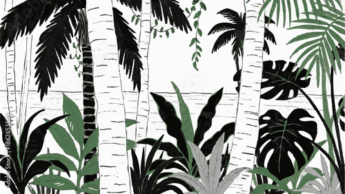 spring、plant、plants、botanical、botany、nature、leaf、leaves、green、black、lineart、outline、handdrawn、sketch、simple、minimal、illustration、drawing、art、design、organic、natural、eco、floral、foliage、garden、modern、cle