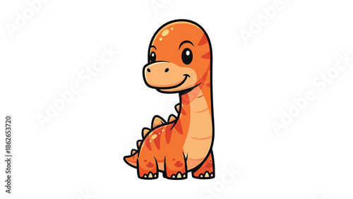 Adorable Cartoon Brontosaurus Illustration with Playful Design.