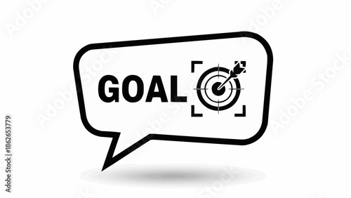 Goal Achievement Concept - Target with Arrow in Speech Bubble.